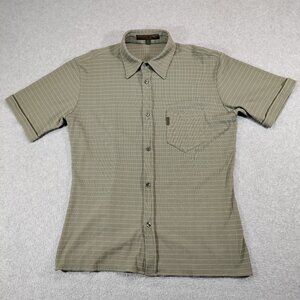 Katherine Hamnett Denim Shirt Mens Large Green Textured Button Up Made in Italy